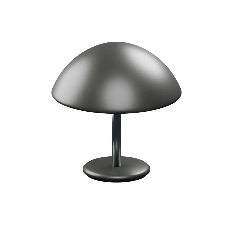 Black mushroom table lamp, original Blender model